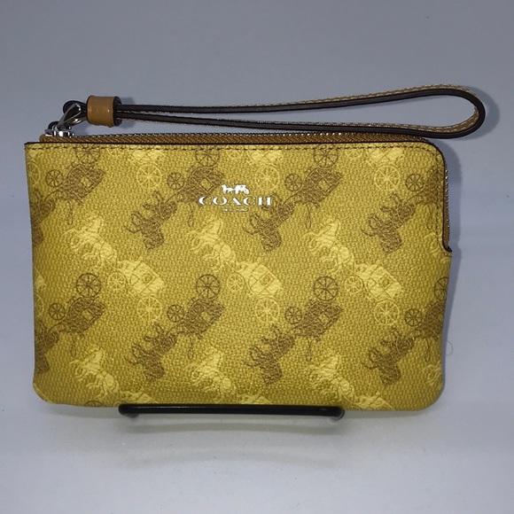 Coach Handbags - Last One, Coach Carriage Pattern Yellow Wristlet